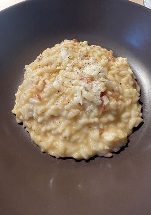 Una foto de Auténtico risotto carbonara