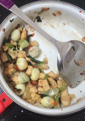 Foto resep Tumis sawi tahu+telur puyuh