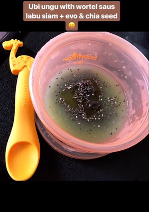 Foto resep Mpasi 6month ubi ungu with wortel saus labu siam + evo & chia seed
