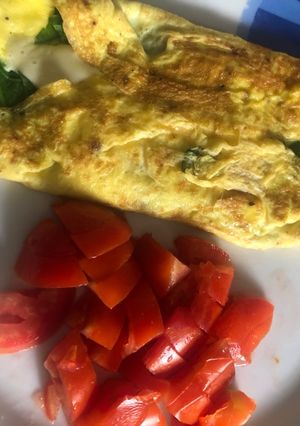 Una foto de Omelette con espinaca y queso