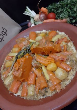 A picture of Moroccan Couscous with Pumpkin.