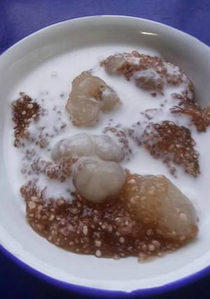 รูปของ สาคูเปียกลำใย (แป้งสาคูจากต้นสาคู)