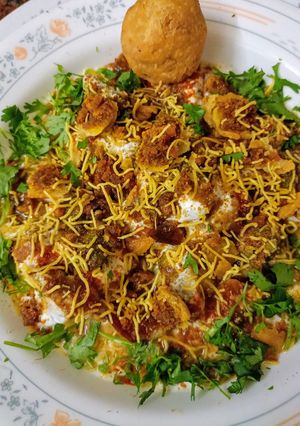 A picture of Dahi Bhalla Papdi Chat With Kachori toppings (No Cook Recipe).