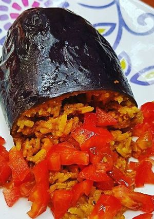 Una foto de Berenjena con arroz