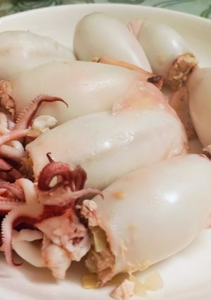 Hình của món Mực nhồi thịt hấp.
