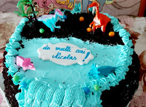 A picture of Moist chocolate cake with whipped cream frosting.