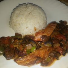 A picture of Eggplant Caponata with Grilled Chicken #AuthorMarathon.