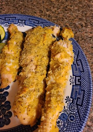 A picture of Mojos "Catnip" special Panko crusted chicky strips.