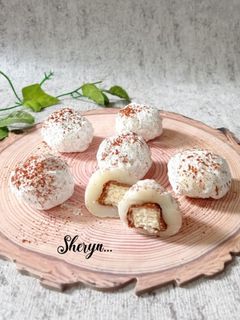 Foto resep Mochi Isi Wafer Caramel (Tanpa Tepung ketan)