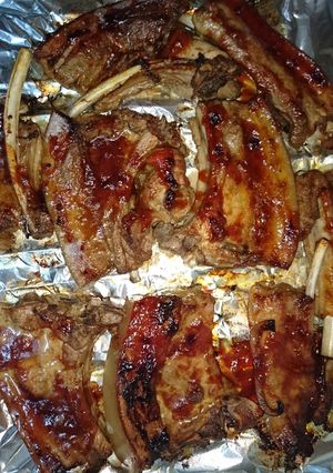 A picture of Oven grilled sweet and sour pork chops.