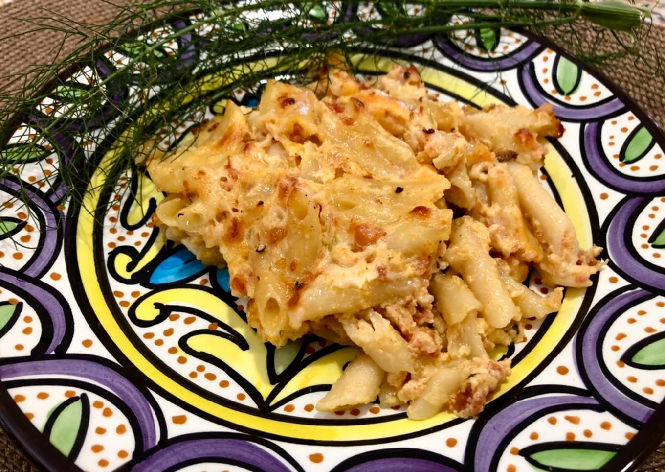 Macarrones a la crema con chorizo
