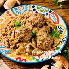 Meatballs in Creamy Sauce with Porcini Mushrooms A picture of Meatballs in Creamy Sauce with Porcini Mushrooms.