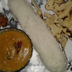 A picture of Moong daal kadhi chawal.