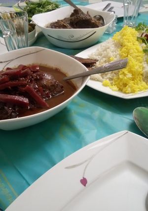 عکسی از دستور خورش مرغ و لبو