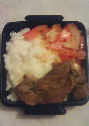 A picture of Fried chunky meat.