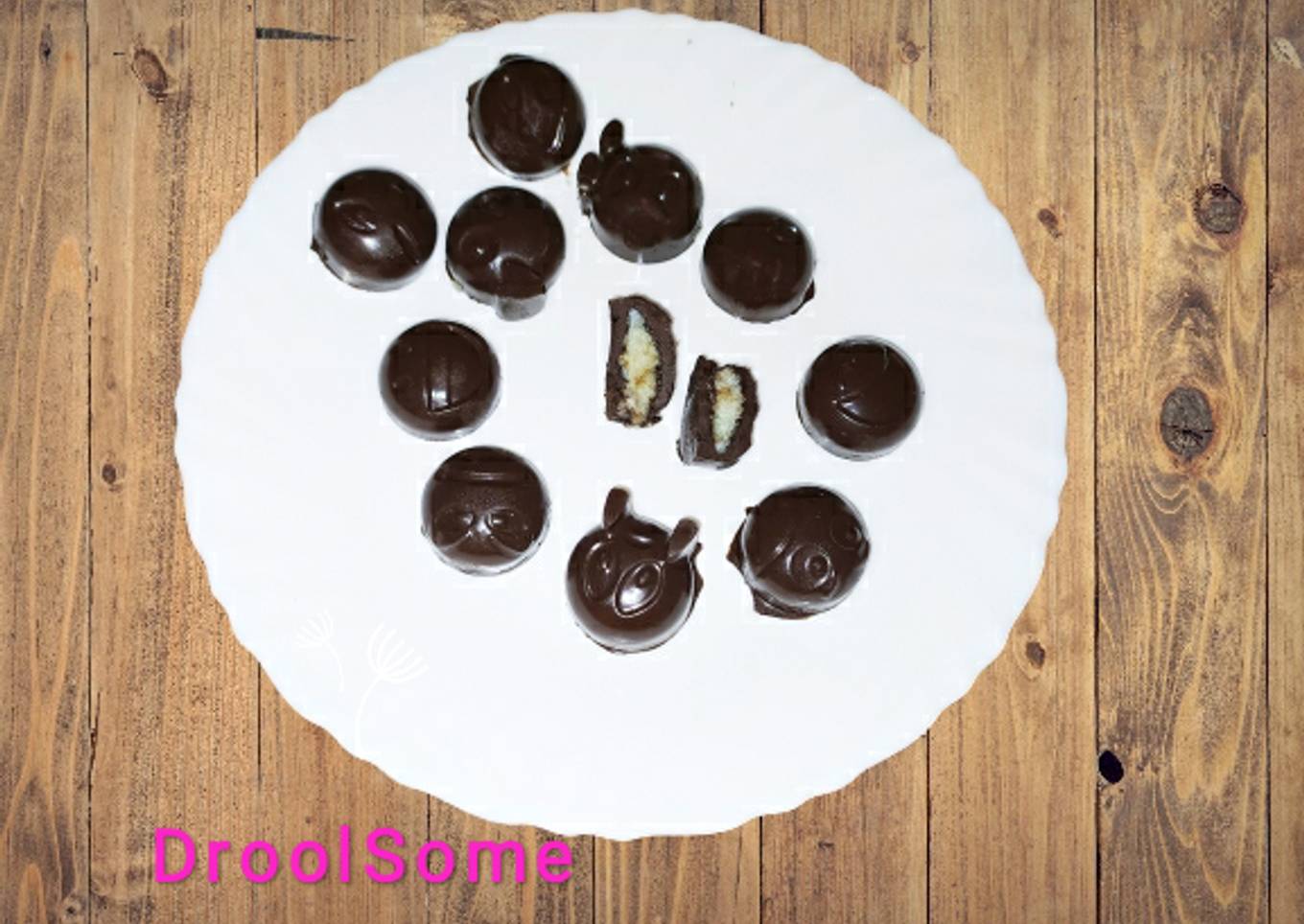 Neemflower and coconut filled dark chocolate