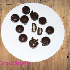 Neemflower and coconut filled dark chocolate A picture of Neemflower and coconut filled dark chocolate.