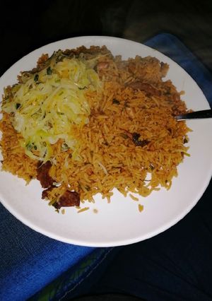 A picture of Pilau with groudnuts.
