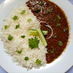 Masoor daal with rice A picture of Masoor daal with rice.