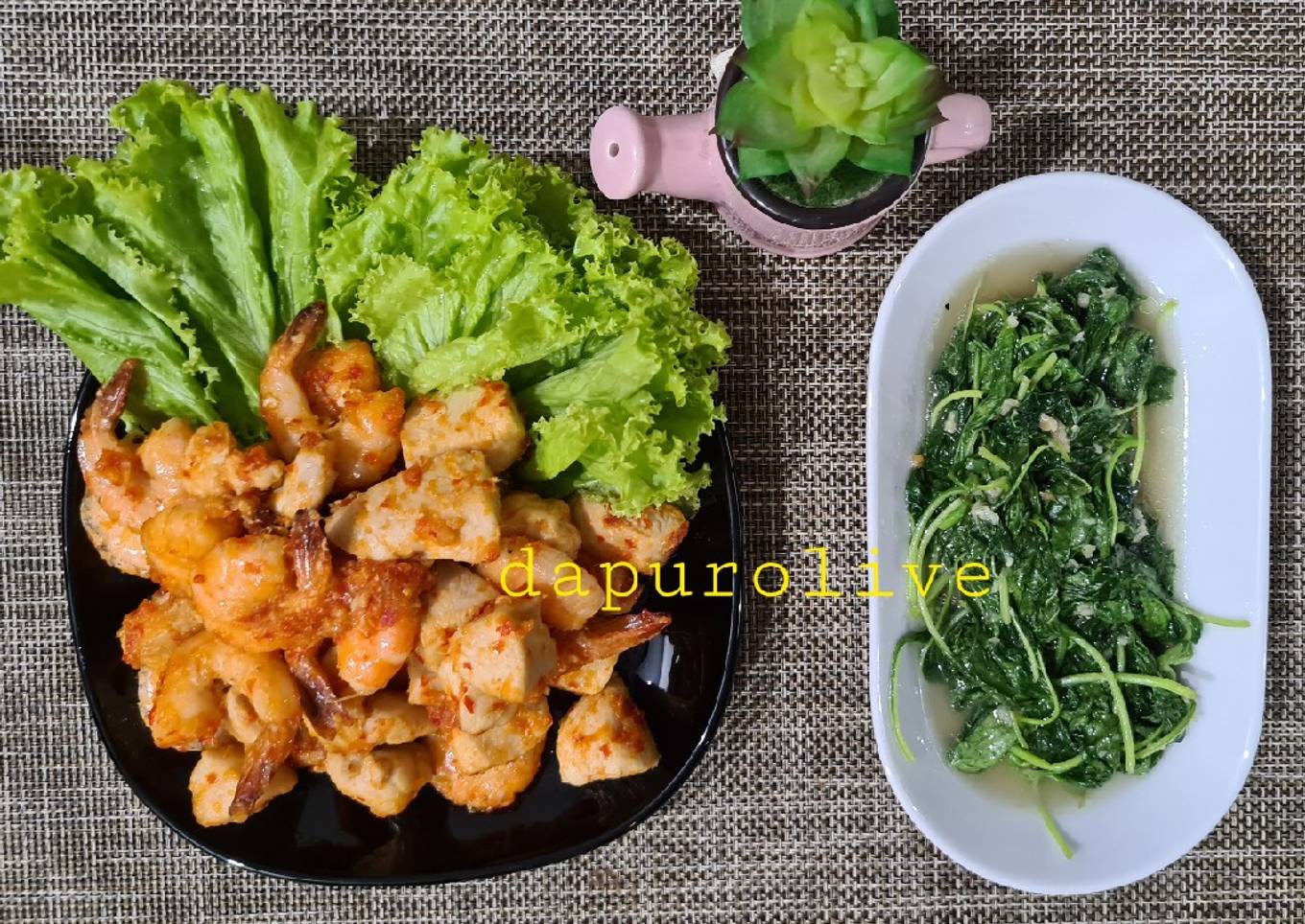 Balado Udang Ayam dan Tumis Bayam (Menu Cepat)