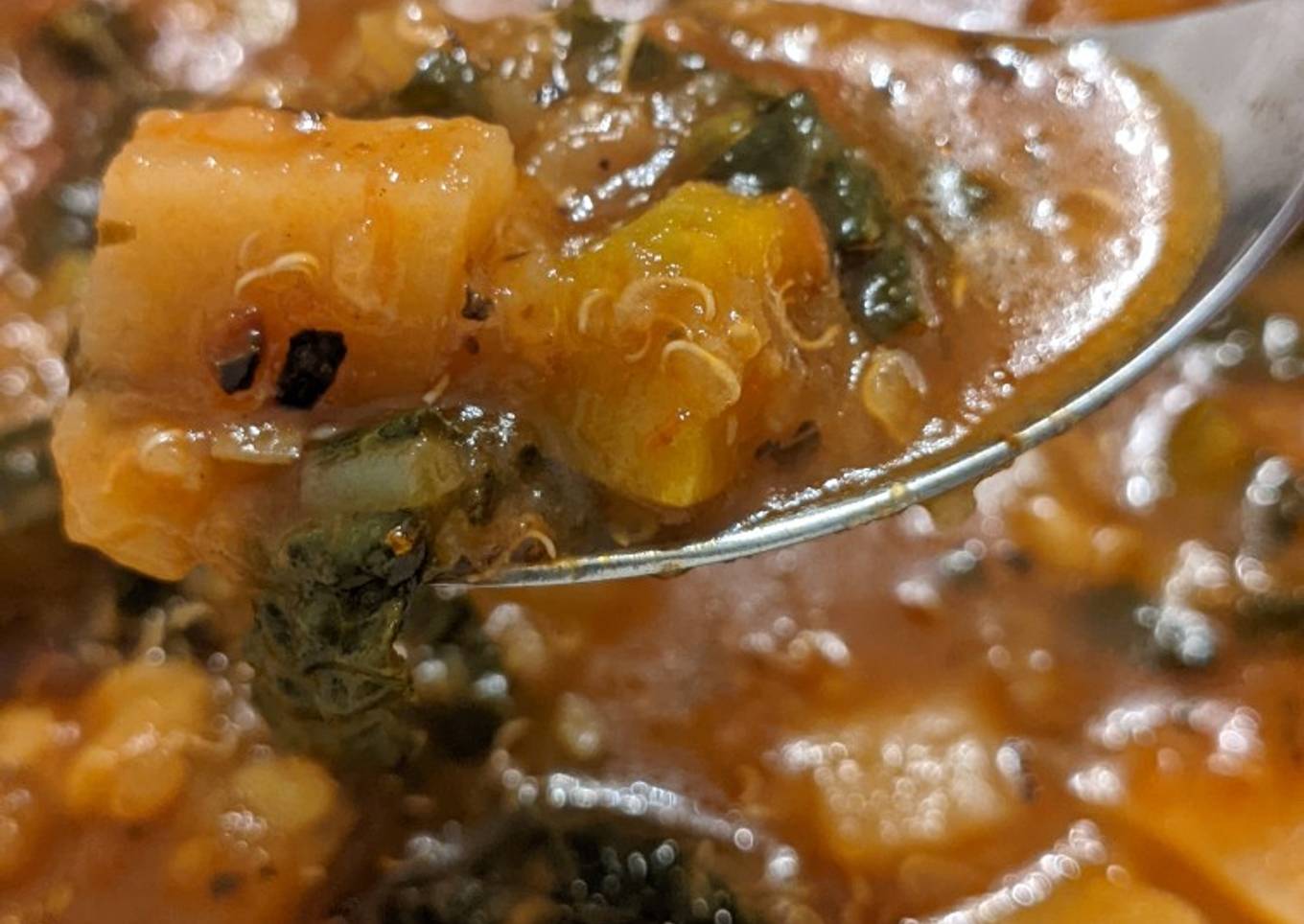 Steps to Make Award-winning Instant Pot Fire Roasted Vegetable Soup
(V/GF)