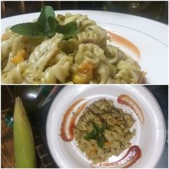 A picture of Creamy pesto sauce pasta.