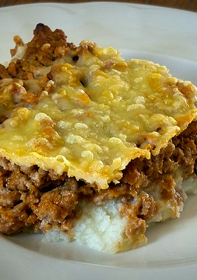 Una foto de Pastel de carne y puré de coliflor
