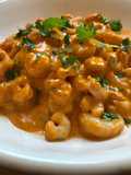 Gambas con sobrasada y dátiles
