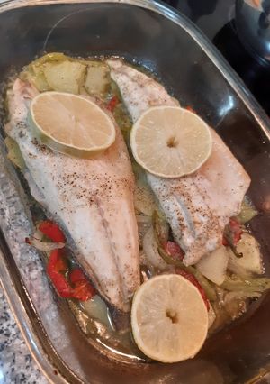 Una foto de Lubina al horno. Receta sana