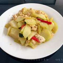 Stir fry Chayote Squash A picture of Stir fry Chayote Squash.