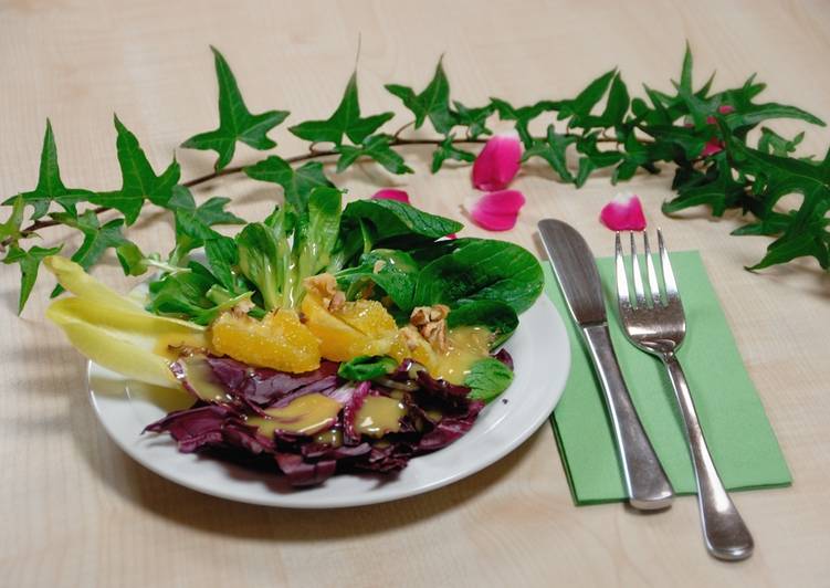 Salad with radicchio, chicory and orange segments