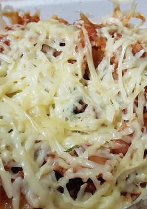 A picture of Red sauce pasta.