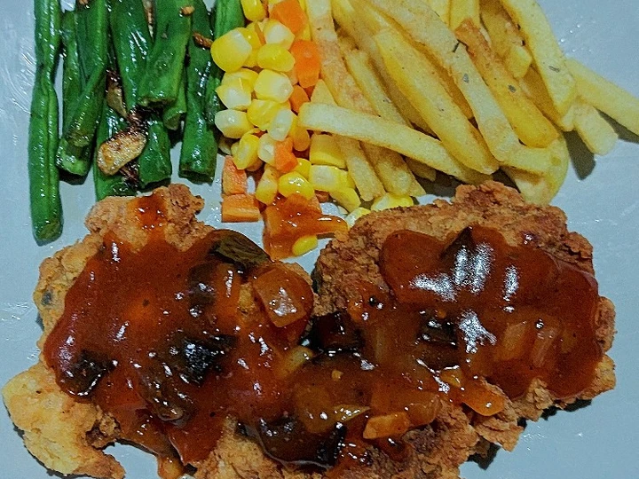 Cara Mudah Membikin Resep Crispy Beef Steak with Barbeque Sauce yang Uenak Anti Ribet, Mantap Sekali