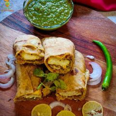 A picture of Paneer tikka kathi roll.