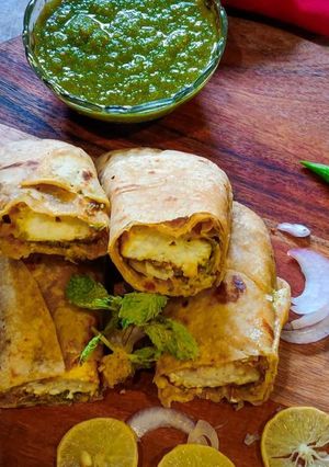 A picture of Paneer tikka kathi roll.