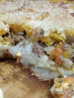 Una foto de Pastel de carne con calabaza y puré de papas Ñammmmm!!