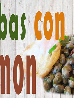 Una foto de Habas con jamón y huevo frito