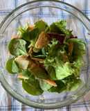 Salad with salmon and honey-mustard dressing