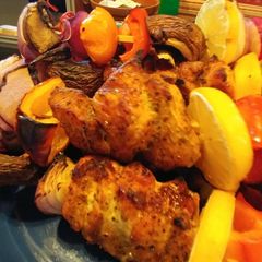 A picture of Fast BBQ turkey kebobs.