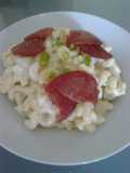 Pasta con salsa Bechamel y mortadela