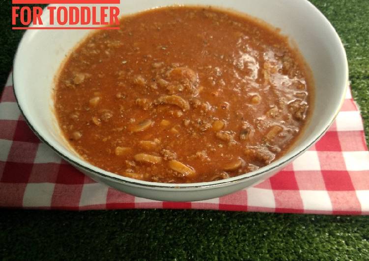 Beef and Mushroom Bolognese Sauce Homemade for Toddler
