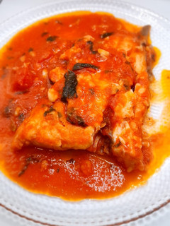 Una foto de Bacalao en albahaca y ajo