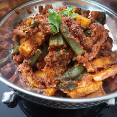 Stuffed okra sabji A picture of Stuffed okra sabji.