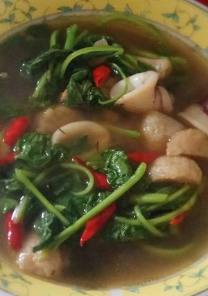 Foto resep Bayam kuah bakso cumi