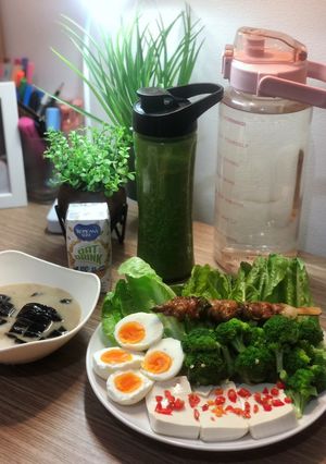 Foto resep Buka puasa sehat (tanpa garam & minyak) brokoli tahu telur