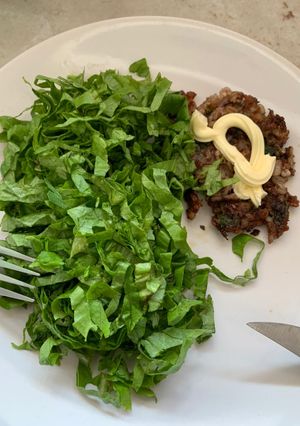Una foto de Hamburguesa de cebada y carne