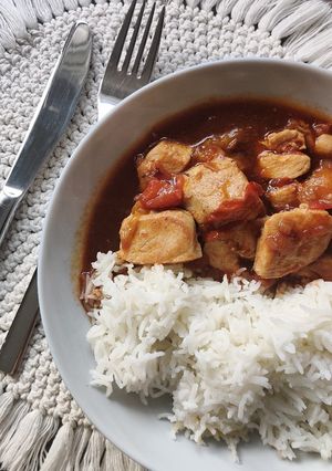 Hähnchenpfanne mit Pfirsichen Rezepthauptbild