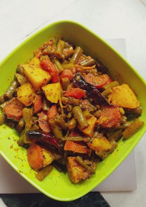 A picture of Beans & potato bhaji.
