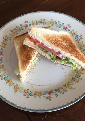 Una foto de Sándwich de salmón ahumado