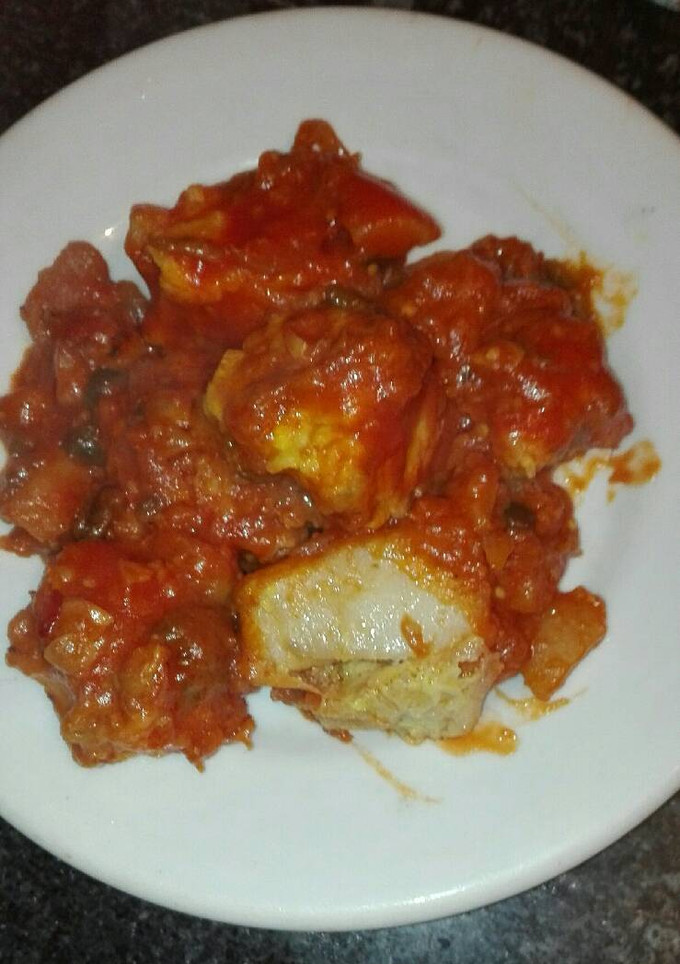 Una foto de Bacalao con pisto